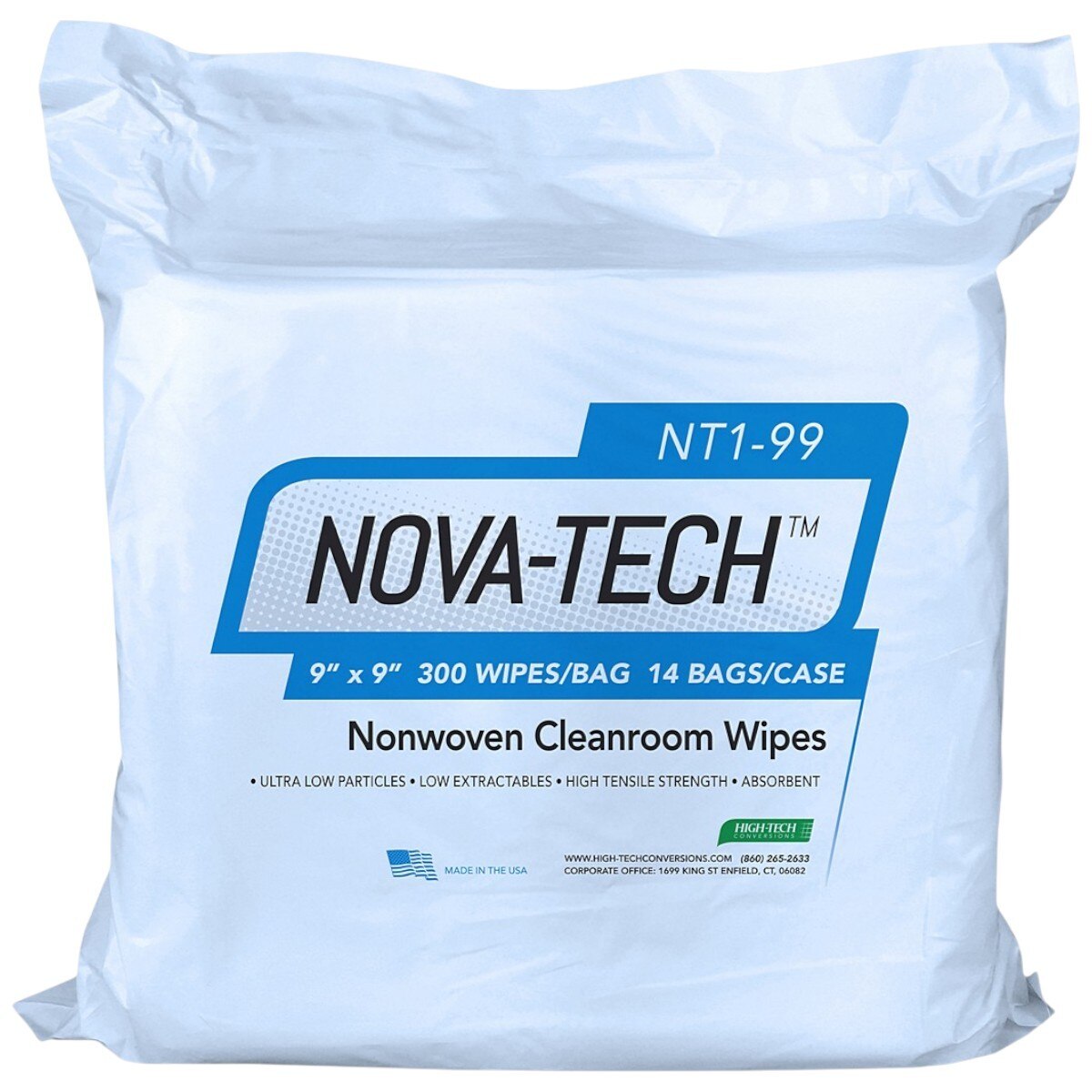 NT1-99 | NOVA-TECH Nonwoven Poly/Cellulose Dry Wipes, 9x9
